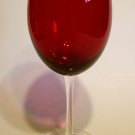 RUBY RED TALL-STEMMED WATER/WINE GLASS.