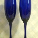 COBALT BLUE CHAMPAGNE GLASSES. Set of Two.