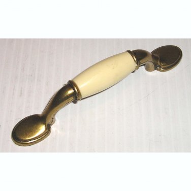 5" Antique Brass with Almond Insert Cabinet Door / Drawer Handle 3" CTC Screw Mounting