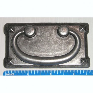 Bail Drop Pull On Backplate Grey Iron Finish 3" CTC for Cabinet Door / Drawer Handle
