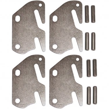 Wood Bed Rail Double Hook Plate Replacement End & Pins - 4 Pack For 2" Center Bracket / Bed Post