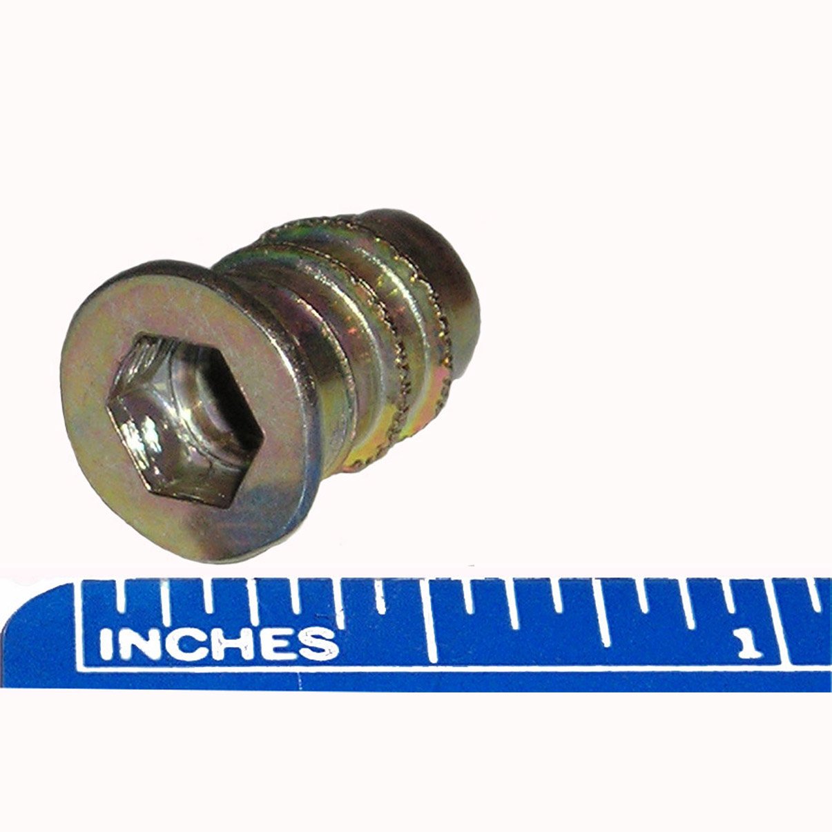 6mm M6 x 1.00 Threaded Wood Screw Thread Inserts with Flange 15mm Long