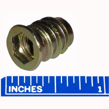 8mm M8 x 1.25 Threaded Wood Screw Thread Inserts with Flange 17mm Long 25 Pack