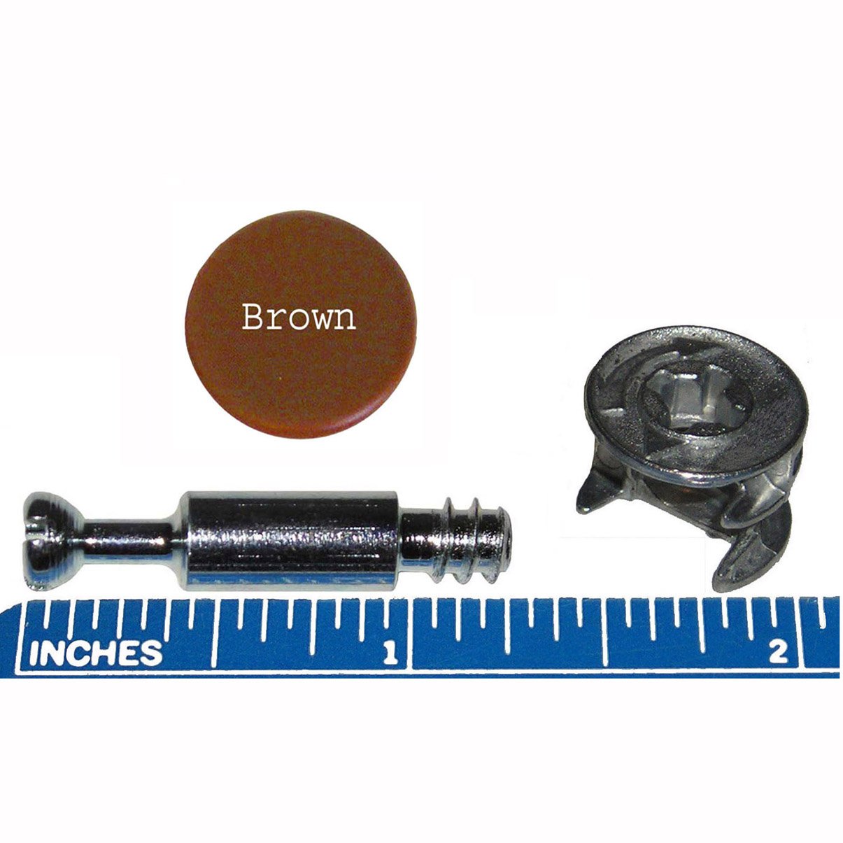 15mm x 12mm Cam Lock, 24.5mm Wood Thread Dowel, Brown Covers Furniture