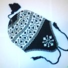 Black Snowflake Ski Snowboard Knit Earflap Beanie Cap