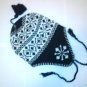 Black Snowflake Ski Snowboard Knit Earflap Beanie Cap