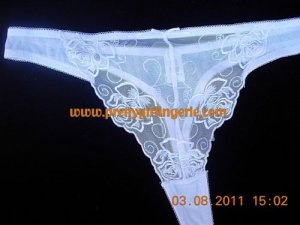 XL white embroidered tulle low-rise thong