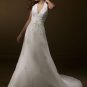Scoop Deep V Neckline Halter Lace up Wedding Dress Bridal Gown