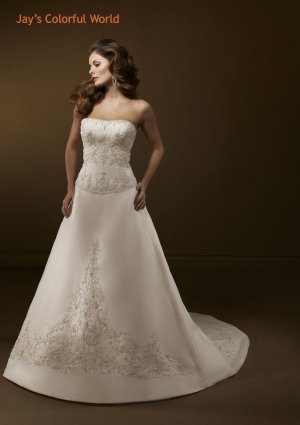 Straight Neckline Strapless with embroidery Wedding Dress Bridal Gown