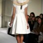 Tea-Length Deep V Neckline Custom Made Wedding Dress Bridal Gown Evening Dress