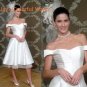 Tea-Length Off-shoulder Custom Made Wedding Dress Bridal Gown Evening Dress