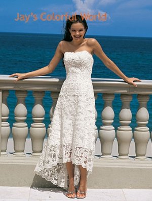 Tea-Length Lace Custom Made Wedding Dress Bridal Gown Evening Dress