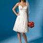 Tea-Length Spaghetti Strap Appliqued Custom Made Wedding Dress Bridal Gown Evening Dress