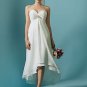 Tea Length V Neckline Spaghetti Strap Backless Custom Made Wedding Dress Bridal Gown