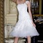 Vintage T-Length One Shoulder Appliques Custom Made Wedding Dress Bridal Gown