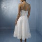 Tea Length A-line Appliques and Beads Strapless Custom Made Wedding Dress Bridal Gown