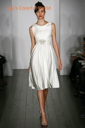 Silk Fashion Tea-length  Wedding Dress Bridal Gown