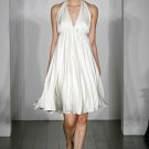 Silk Tea-length A-line Halter Strap Wedding Dress Bridal Gown