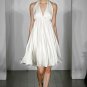 Silk Tea-length A-line Halter Strap Wedding Dress Bridal Gown