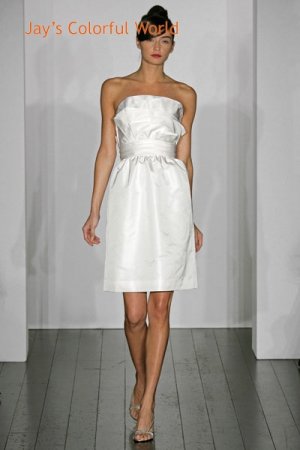 New Design Sheath Scoop Neckline Strapless Short Wedding Dress Bridal Gown