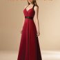 Burgundy A-line Halter Strap V Neckline  Bridesmaid Dress