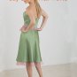 Green A-line Tea-length Straight Neckline Strapless Bridesmaid Dress