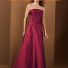 Burgundy A-line Strapless Bridesmaid Dress