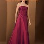 Burgundy A-line Strapless Bridesmaid Dress