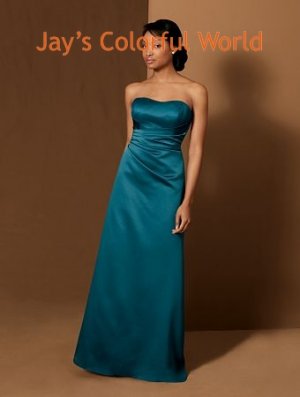 Blue Scoop Neckline Strapless Bridesmaid Dress