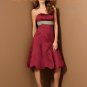 Burgundy Tea-length Strapless Bridesmaid Dress