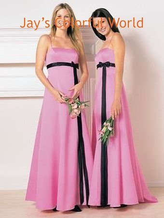 Pink A-line Spaghetti Strap Chiffon Bridesmaid Dress