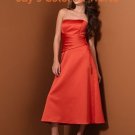 Orange A-line Scoop Neckline Strapless Satin Bridesmaid Dress