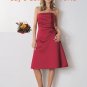Burgundy T-length A-line Straight Neckline Strapless Bridesmaid Dress