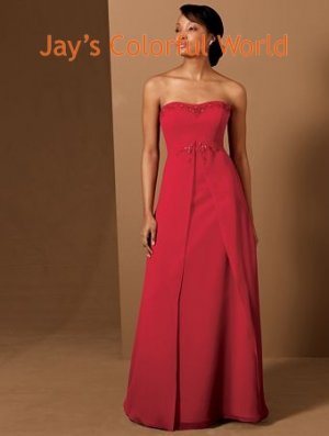 Red Sweetheart Neckline Strapless Bridesmaid Dress