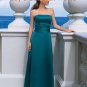 Blue Straight Neckline Strapless Bridesmaid Dress Evening Dress