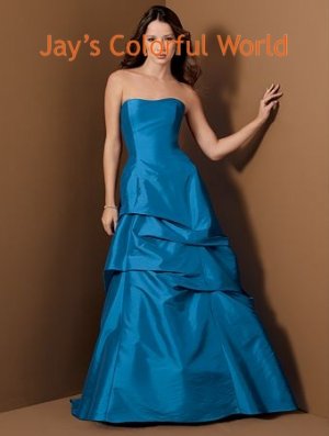 Sky Blue Scoop Neckline Strapless Bridesmaid Dress Evening Dress