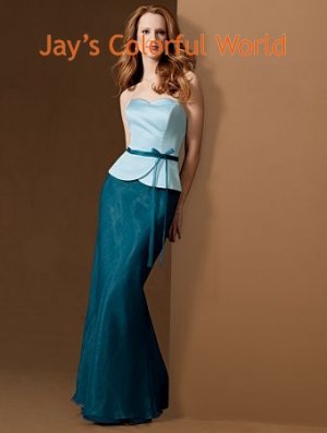 Light Blue and Royal Blue Bridesmaid Dress Evening Dress