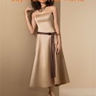 Champagne A-line T-length Strapless Bridesmaid Dress Evening Dress