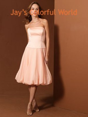 Pink T Length Strapless Bridesmaid Dress Evening Dress