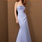 Baby Blue Floor Length Straight Neckline Strapless Bridesmaid Dress Evening Dress