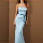 Mermaid Sky Blue Straight Neckline Strapless Bridesmaid Dress Evening Dress