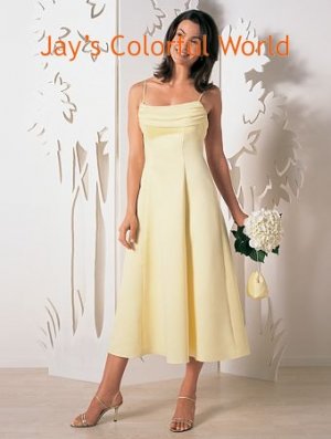 Yellow T-Length Scoop Neckline Spaghetti Strap Bridesmaid Dress Evening Dress