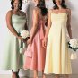Yellow T-Length Scoop Neckline Spaghetti Strap Bridesmaid Dress Evening Dress