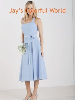 Baby Blue T-length Chiffon Bridesmaid Dress Evening Dress