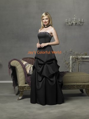 Black A-line Scoop Neckline Strapless Beading Bridesmaid Dress/Evening Dress/Home Coming