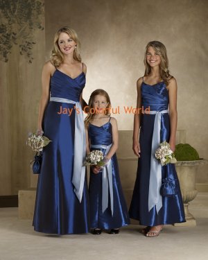 Blue Spaghetti Strap V-neckline Taffeta Bridesmaid Dress/Evening Dress/Home Coming