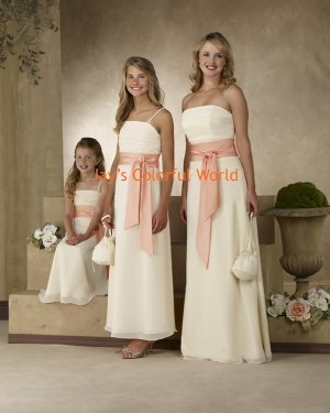 White and Pink Straight Neckline Chiffon Bridesmaid Dress/Evening Dress/Home Coming