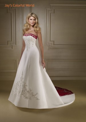 A-line Strapless Embroidery and Beads Wedding Dress Bridal Gown