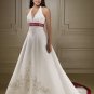 A-line Halter Neckline Backless Embroidery and Beads Wedding Dress Bridal Gown