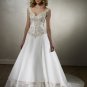 A-line Deep V Neckline Embroidery Beading Train Wedding Dress Bridal Gown